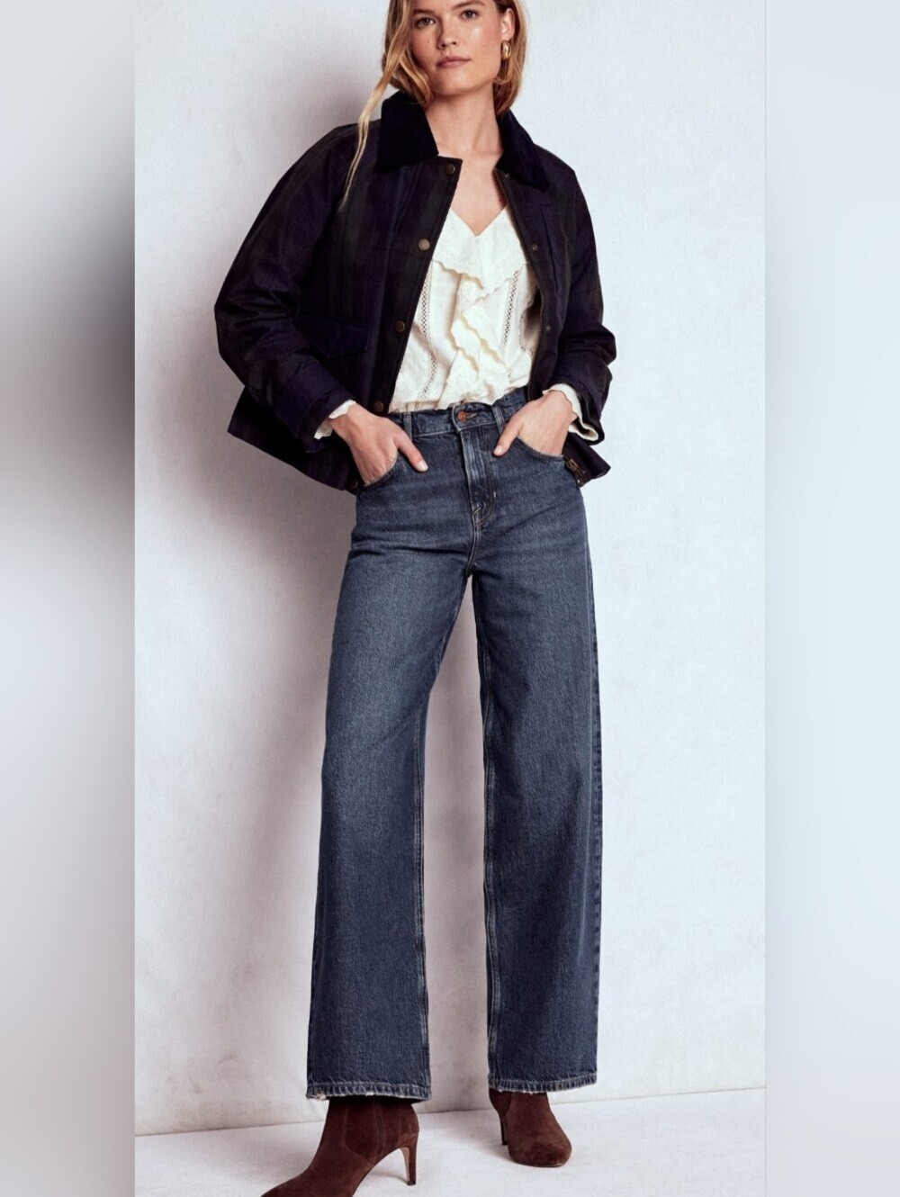 BODEN Classic Blue Women's Wide Leg Jeans.Size 6R, Cotton